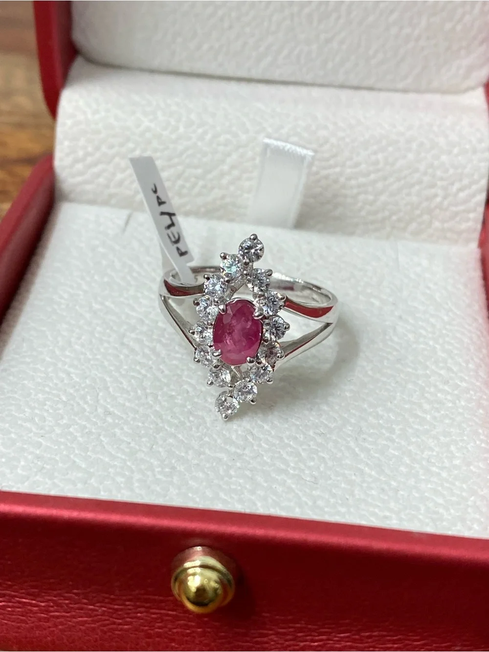 925 Sterling Silver Ruby And CZ Ring